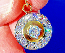 Load image into Gallery viewer, Earthmined Diamond ART Deco Pendant Vintage Style Halo Design Charm Necklace 14k
