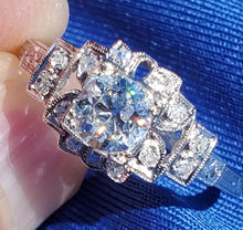 Load image into Gallery viewer, Genuine European cut Diamond Art Deco Engagement Ring Antique Platinum Designer Setting
