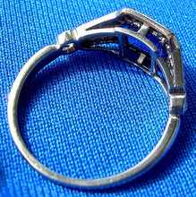 Load image into Gallery viewer, Earth mined Sapphire Diamond Art Deco Engagement Ring Antique Platinum setting