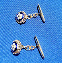 Load image into Gallery viewer, Elegant Unique Art Deco 14K Gold Cufflinks Rare Signed Antique Enamel Buttons