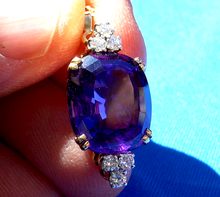 Load image into Gallery viewer, Earth mined Amethyst and Diamond Deco Pendant Necklaces 14k Chain 20" inch long
