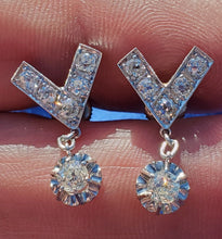 Load image into Gallery viewer, Earth mined Cushion cut Diamond Art Deco Earrings Elegant Antique Design Dangles