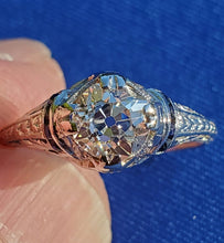 Load image into Gallery viewer, Genuine 1.41 carat Antique Diamond Engagement Ring Vintage European Deco Platinum Solitaire