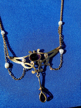 Load image into Gallery viewer, Diamond Amethyst Antique Necklace Art Deco Guilloche Enamel Krementz 14k