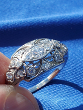 Load image into Gallery viewer, Earthmined Diamond Art Deco Engagement Ring Antique Platinum Filigree Setting