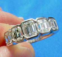 Load image into Gallery viewer, Elegant 2 carat Earth mined Diamond Deco Wedding Band Emerald Cut Platinum Engagement Ring size 5.75