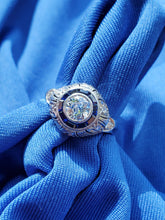 Load image into Gallery viewer, 1.40 carat Genuine Diamond Antique Engagement Ring Art Deco Platinum Solitaire setting size 5