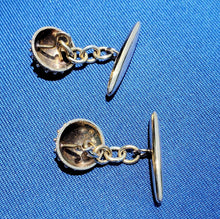 Load image into Gallery viewer, Elegant Unique Art Deco 14K Gold Cufflinks Rare Signed Antique Enamel Buttons
