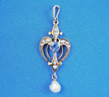 Load image into Gallery viewer, Earth mined Sapphire Art Deco Nouveau Pendant Antique Victorian Necklaces 14k Gold
