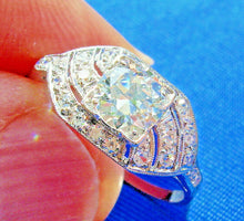 Load image into Gallery viewer, 1.30 carat Genuine European cut Diamond Deco Engagement Ring Antique Platinum Solitaire