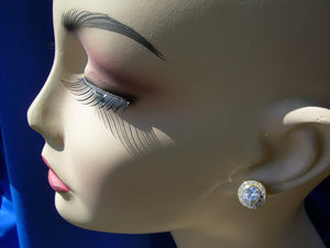 Earthmined Diamond Art Deco Bezel set Halo Studs Vintage Style Earrings 18k Gold