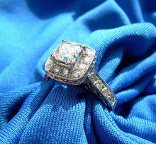 Load image into Gallery viewer, 1.3 carat Earth mined Diamond Deco Engagement Ring 14k White Gold Halo Setting