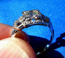 Load image into Gallery viewer, Genuine 0.64 carat European cut Diamond Deco Engagement Ring Vintage Antique Platinum Solitaire