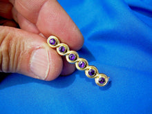 Load image into Gallery viewer, Antique Amethyst Art Deco Brooch Victorian Solid 14k Gold Bar Pin Clip