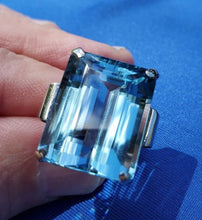 Load image into Gallery viewer, 40 carat European Design Topaz Deco Engagement Ring Vintage Cocktail Solitaire setting