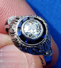 Load image into Gallery viewer, 1.40 carat Genuine Diamond Antique Engagement Ring Art Deco Platinum Solitaire setting size 5