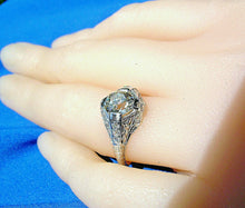 Load image into Gallery viewer, 1.55 carat Earth Mined European cut Diamond Deco Engagement Ring Antique Cushion Solitaire
