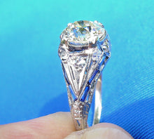 Load image into Gallery viewer, Earth mined European cut Diamond Art Deco Engagement Ring Vintage Antique Platinum Solitaire