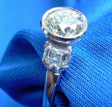 Load image into Gallery viewer, Genuine 1.64 carat Diamond Deco Engagement Ring Custom Bezel Platinum Solitaire size 7.5