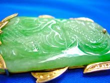 Load image into Gallery viewer, Genuine green Jade Dragon Pendant 14k Gold Deco Design Charm