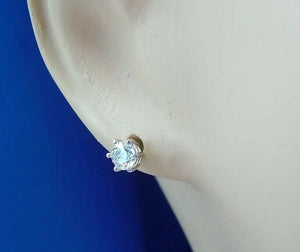0.71 Carat Earth mined Diamond Earrings Deco Design Solitaire Studs 14k White Gold