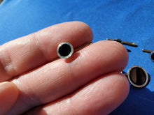 Load image into Gallery viewer, Elegant Vintage Art Deco Platinum Rim Onyx Cuff Links 14k Gold Unique Design Buttons set