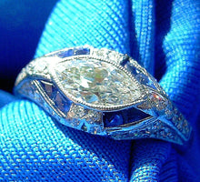 Load image into Gallery viewer, Genuine Diamond Antique Engagement Ring European Art Deco Platinum Solitaire