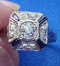 Load image into Gallery viewer, 0.76 carat Earth mined Antique Diamond Engagement Ring European Deco Platinum Solitaire size 5.25