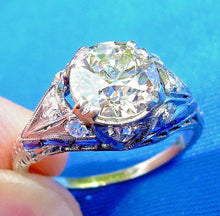 Load image into Gallery viewer, Earth mined European cut Diamond Art Deco Engagement Ring Vintage Antique Platinum Solitaire
