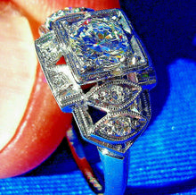 Load image into Gallery viewer, Genuine 0.64 carat European cut Diamond Deco Engagement Ring Vintage Antique Platinum Solitaire
