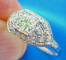 Load image into Gallery viewer, 1.30 carat Genuine European cut Diamond Deco Engagement Ring Antique Platinum Solitaire