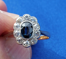 Load image into Gallery viewer, Earth mined Sapphire and Diamond Art Deco Engagement Ring Antique Vintage Royal Design Setting