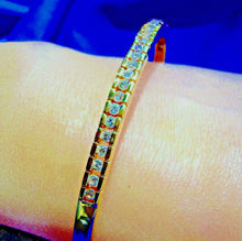 Load image into Gallery viewer, 1 carat Genuine Diamond Deco Bangle Bracelet Elegant Anniversary Cuff 14K Gold