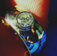 Load image into Gallery viewer, Earth mined Diamond Deco Engagement Ring Bezel set Designer Solitaire 14K White Gold