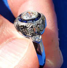 Load image into Gallery viewer, 1.40 carat Genuine Diamond Antique Engagement Ring Art Deco Platinum Solitaire setting size 5