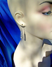Load image into Gallery viewer, 1.25 carat Earth Mined European cut Diamond Art Deco Earrings Antique Platinum Dangles