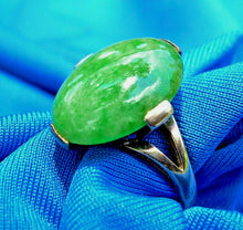 Load image into Gallery viewer, Earth mined green Jade Deco Engagement Ring Antique Hand Crafted Solitaire 14k Gold