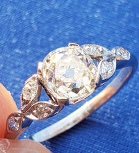Load image into Gallery viewer, 1.33 Carat EARTH MINED Cushion Diamond Deco Engagement Ring Vintage Platinum Solitaire