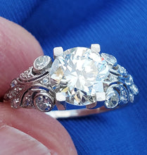 Load image into Gallery viewer, 1.85 Carat Earth mined Diamond Art Deco Engagement Ring Vintage Antique Platinum Solitaire