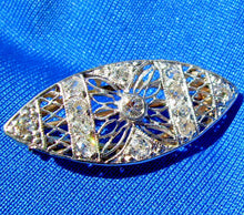 Load image into Gallery viewer, Earth mined Diamond Art Deco Brooch Special Antique Platinum Filigree Pendant Charm