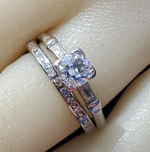 Earth Mined European Diamond Deco Wedding Band Vintage Antique Platinum Eternity Ring