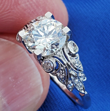 Load image into Gallery viewer, 1.85 Carat Earth mined Diamond Art Deco Engagement Ring Vintage Antique Platinum Solitaire