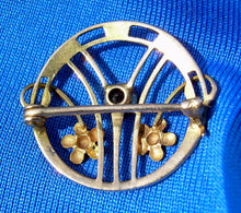 Load image into Gallery viewer, Elegant Vintage Ruby Brooch Solid 10k Gold Guiloche Enamel Deco Pin