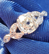 Load image into Gallery viewer, Genuine 1.33 carat Diamond Cushion cut Art Deco Engagement Ring Antique Platinum Solitaire SIZE 7.25