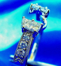 Load image into Gallery viewer, Earth mined Diamond Deco Wedding Band UNIQUE Enhancer Wrap Solitaire Ring Guard 14k White Gold