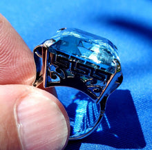 Load image into Gallery viewer, 40 carat European Design Topaz Deco Engagement Ring Vintage Cocktail Solitaire setting