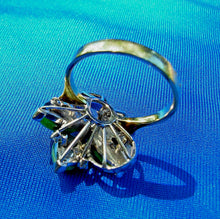 Load image into Gallery viewer, Genuine Jade and Diamond Antique Ring Unique Design Art Deco Solid 14k Gold Setting