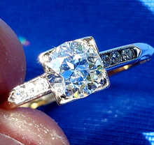 Load image into Gallery viewer, 0.76 carat Earth mined European cut Diamond Deco Engagement Ring Vintage Solitaire
