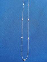 Load image into Gallery viewer, Earth mined Diamond Station Deco Necklace Elegant 14k White Gold Chain 24" inch