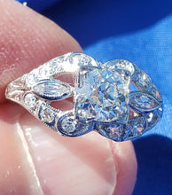 Load image into Gallery viewer, 1.22 carat Earth Mined European Diamond Deco Engagement Ring Vintage Design Platinum Solitaire
